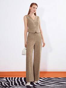 MOTF PREMIUM TWEED POCKET WAISTCOAT - Mocha Brown - View 2