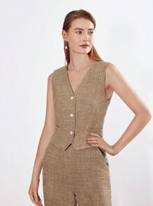 MOTF PREMIUM TWEED POCKET WAISTCOAT - Mocha Brown - View 4
