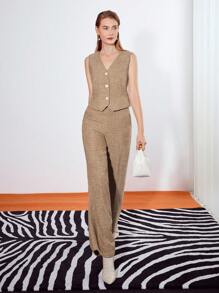 MOTF PREMIUM TWEED POCKET WAISTCOAT - Mocha Brown - View 5