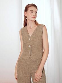 MOTF PREMIUM TWEED POCKET WAISTCOAT - Mocha Brown - View 6