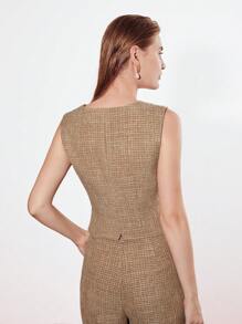 MOTF PREMIUM TWEED POCKET WAISTCOAT - Mocha Brown - View 7