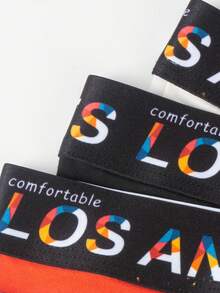 男士5入組腰部字母條帶平角內褲 - 彩色 - 查看 5