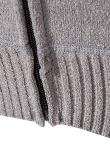 Manfinity Homme Men Zip Up Drawstring Hooded Thermal Lined Cardigan Without Shirt - Grey - View 5
