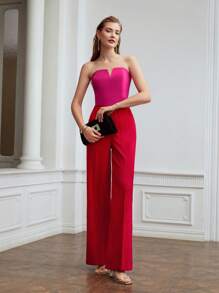 MOTF PREMIUM 缺口V領雙色連身褲無鏈 - 彩色 - 查看 2