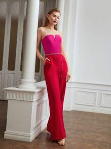 MOTF PREMIUM 缺口V領雙色連身褲無鏈 - 彩色 - 查看 5