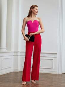 MOTF PREMIUM 缺口V領雙色連身褲無鏈 - 彩色 - 查看 9