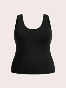 SHEIN BASICS Talla grande Top tank unicolor - Negro - Ver 1