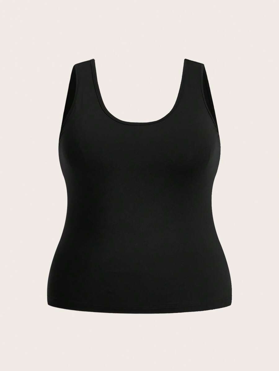 SHEIN BASICS Talla grande Top tank unicolor - Negro - Ver 1