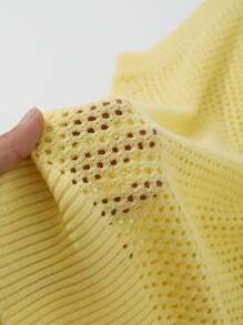 DAZY 素色V領毛衣背心不帶T恤 - 黃色 - 查看 12