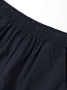 DAZY Chất rắn Túi nghiêng Quần short chân rộng - Màu xanh hải quân - Xem 9