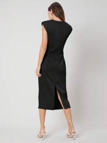 MOTF PREMIUM FITTED SHOULDER PAD DRESS - Black - View 2
