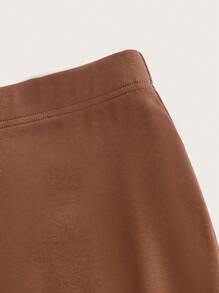 SHEIN BASICS Solid High Waist Pencil Skirt - Brown - View 4