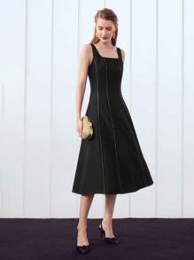 MOTF PREMIUM 纹理饰边迷你连衣裙 - 黑色 - 查看 2