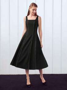 MOTF PREMIUM 纹理饰边迷你连衣裙 - 黑色 - 查看 5