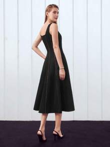 MOTF PREMIUM 纹理饰边迷你连衣裙 - 黑色 - 查看 8