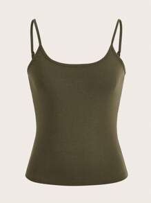 Tseoso 素色吊帶上衣 - 軍綠色 - 查看 5