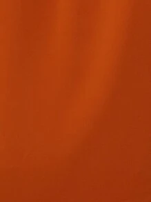 SHEIN LUNE Roll Tab Sleeve Wrap Knot Side Blouse - Burnt Orange - View 3