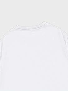 ROMWE MEN Street Life 男士花卉和字母圖案T恤 - 白色 - 查看 6