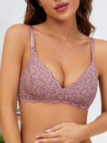 Moonlight&Mama 孕婦蕾絲拼接哺乳內衣 - 粉色 - 查看 4