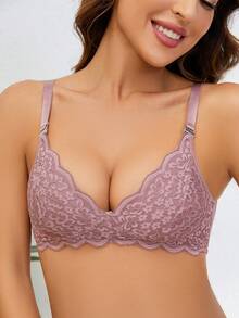 Moonlight&Mama 孕婦蕾絲拼接哺乳內衣 - 粉色 - 查看 6