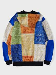 RueChic Men Patchwork Print Hoodie - Multicolor - View 2