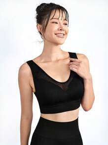 SHEIN Sports 透氣運動式push Up Bra - 黑色 - 查看 8