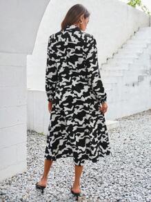 Aveloria Allover Print Button Front Shirt Dress