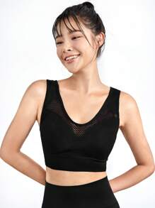 SHEIN Sports 透氣運動式push Up Bra - 黑色 - 查看 6