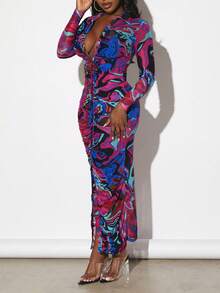 Slaydiva In Toàn bộ Nút phía trước Váy bodycon - Nhiều màu - Xem 4