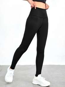 Activina ヨガ用レギンス 通気性 柔らかさ タミーコントロール スポーツタイツ 付き ワイドウエストバンド - ブラック - チェックする 2