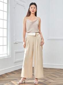 SHEINNeu Pantaloni a gamba larga con stampa quadri dettagli plissettato