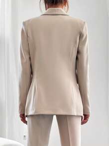 EURMUSE Shawl Collar Single Button Blazer & Pants - Beige - View 2