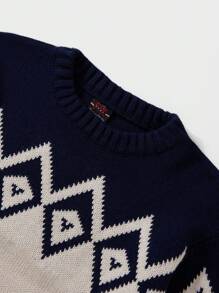 RueChic Men Argyle Pattern Jumper - Navy Blue - View 3