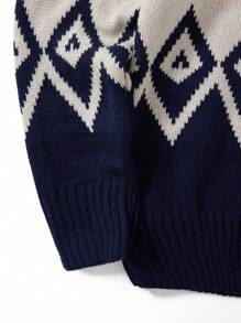 RueChic Men Argyle Pattern Jumper - Navy Blue - View 5