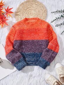 SHEIN Chica preadolescente Jersey de color combinado - Multicolor - Ver 1