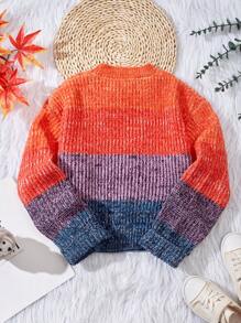 SHEIN Chica preadolescente Jersey de color combinado - Multicolor - Ver 2