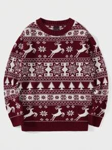 RueChic Men Christmas Pattern Jumper - Red - View 1