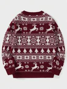 RueChic Men Christmas Pattern Jumper - Red - View 2