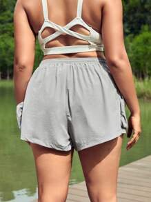 Lifespree 大碼腰部抽繩運動短褲帶手機袋 - 灰色 - 查看 2