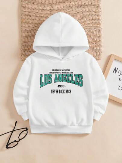 SHEIN Chico joven Capucha con estampado de slogan