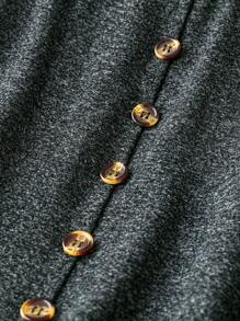 SHEIN LUNE Plus Button Detail Flare Hem Skirt - Dark Grey - View 3