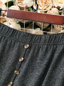 SHEIN LUNE Plus Button Detail Flare Hem Skirt - Dark Grey - View 5