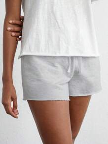 Ocili 天然柔軟棉質圓領短袖T恤和短PJ套裝 - 白色