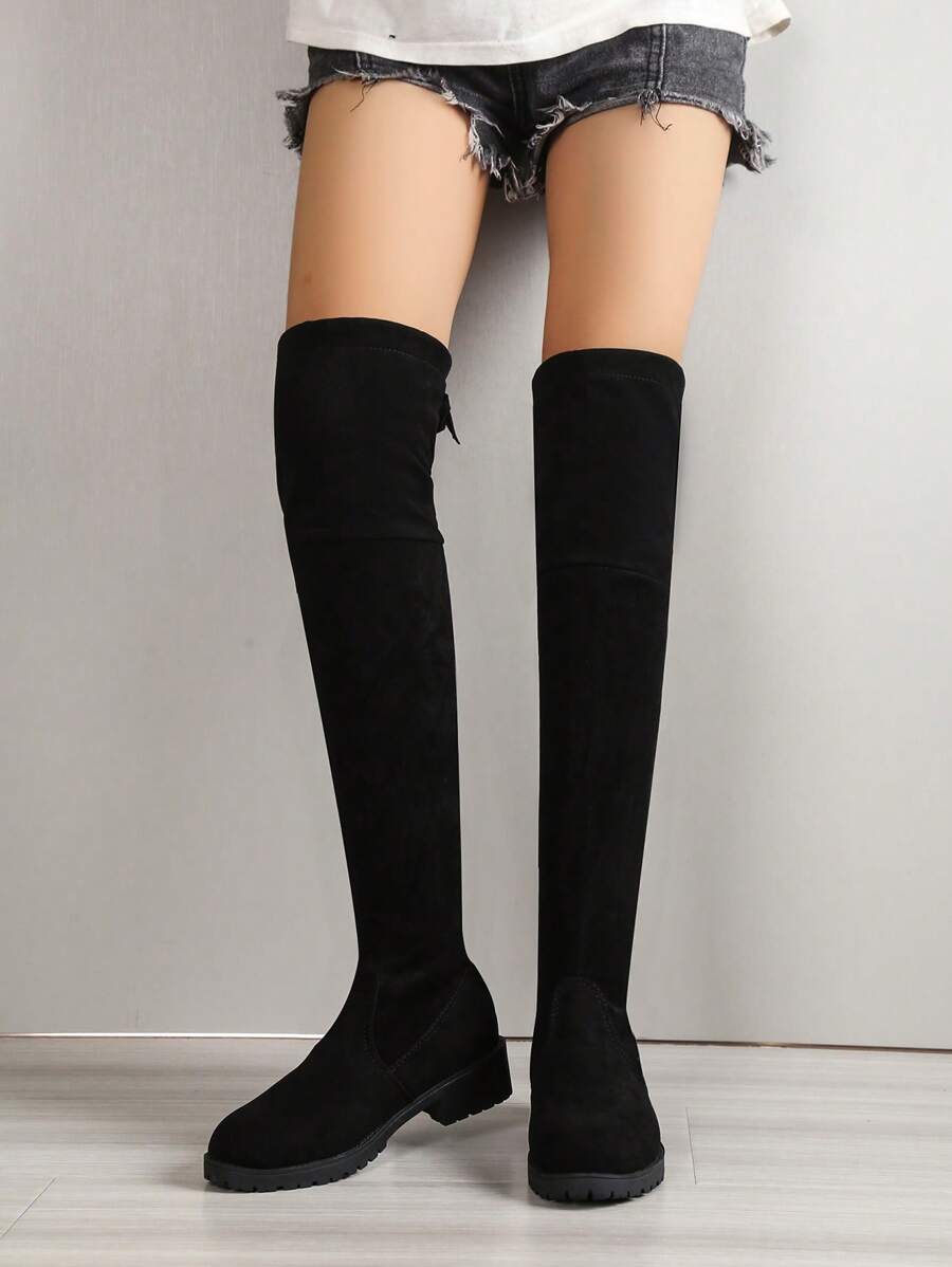 Classic Knee-high Retro Boots - Black - View 1
