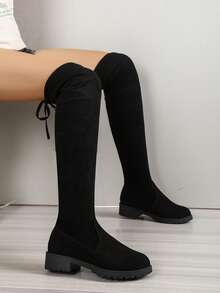 Classic Knee-high Retro Boots - Black - View 5