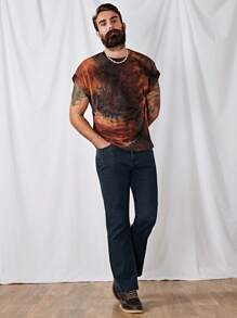 GENTILAND Hombres Jeans de pierna amplia unicolor - Negro - Ver 4