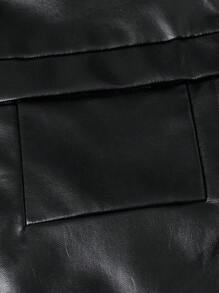 GENTILAND Loose Fit Men Solid PU Leather Long Sleeve Casual Jacket - Black - View 5