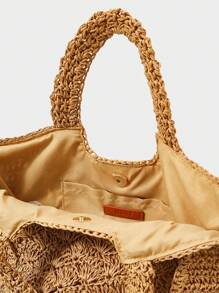 MOTF X Nour PREMIUM STRAW TOTE HANDBAG - Khaki - View 8