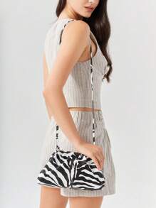 BizChic Elegant Zebra Striped Print Ruched Bag Medium Fashionable PU,Work Bag - Multicolor - View 3