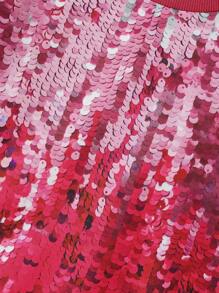 SHEIN 年輕女孩閃亮漸層閃光圓領運動衫，搭配常規袖 - 粉色 - 查看 6